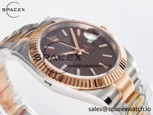 DateJust 41 126331 ARF 1:1 Best Edition 904L Steel Brown Dial on SS/RG Oyster Bracelet SH3235(Gain Weight) - Image 6