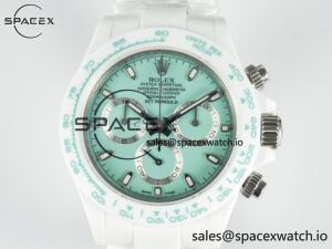 Daytona AET White Solid Ceramic Case and Bracelet Avocado Green Dial N6F 1:1 Best Edition DD4801 - Image 2