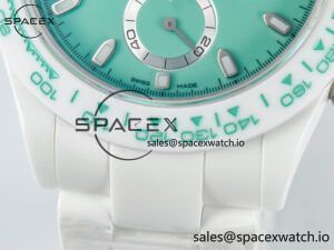 Daytona AET White Solid Ceramic Case and Bracelet Avocado Green Dial N6F 1:1 Best Edition DD4801 - Image 13