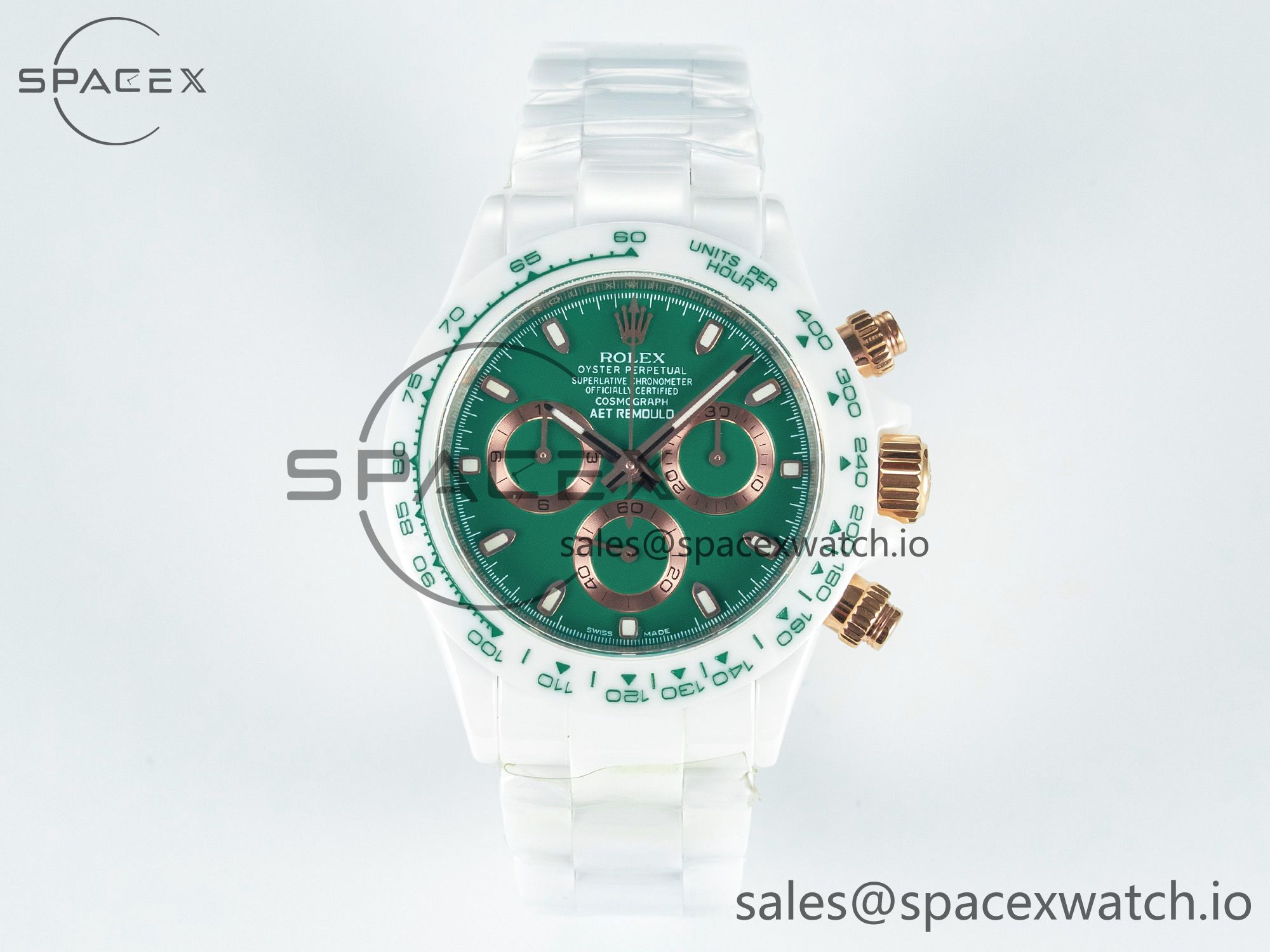 IMG_9991 拷贝 Daytona AET White Ceramic Case and Bracelet Green Dial N6F Best Edition SA4130 - Image 1
