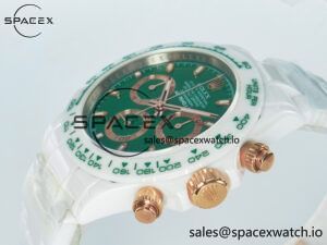 Daytona AET White Ceramic Case and Bracelet Green Dial N6F Best Edition SA4130 - Image 5