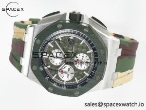 Royal Oak Offshore 44mm SS TKF 1:1 Best Edition Green Dial on Green Camou Rubber Strap A3126 - Image 8