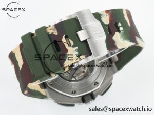 Royal Oak Offshore 44mm SS TKF 1:1 Best Edition Green Dial on Green Camou Rubber Strap A3126 - Image 16