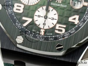 Royal Oak Offshore 44mm Black Ceramic TKF 1:1 Best Edition Green Dial on Green Rubber Strap A3126 - Image 11