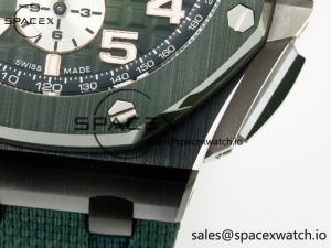 Royal Oak Offshore 44mm Black Ceramic TKF 1:1 Best Edition Green Dial on Green Rubber Strap A3126 - Image 13