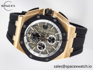Royal Oak Offshore 44mm RG TKF 1:1 Best Edition Gray Dial on Black Rubber Strap A3126 - Image 8