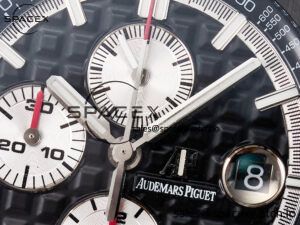 Royal Oak Offshore 44mm Black Ceramic SS TKF 1:1 Best Edition Black/White Dial on Black Rubber Strap A3126 - Image 9