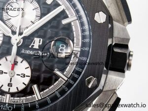 Royal Oak Offshore 44mm Black Ceramic SS TKF 1:1 Best Edition Black/White Dial on Black Rubber Strap A3126 - Image 10