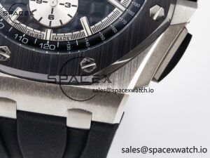 Royal Oak Offshore 44mm Black Ceramic SS TKF 1:1 Best Edition Black/White Dial on Black Rubber Strap A3126 - Image 13