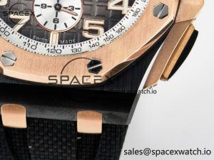 Royal Oak Offshore 44mm Black Ceramic TKF 1:1 Best Edition Gray Dial RG Bezel on Black Rubber Strap A3126 - Image 13