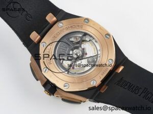 Royal Oak Offshore 44mm Black Ceramic TKF 1:1 Best Edition Gray Dial RG Bezel on Black Rubber Strap A3126 - Image 17