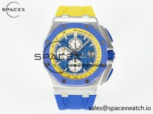 Royal Oak Offshore 44mm SS TKF 1:1 Best Edition Blue/Yellow Dial on Blue/Yellow Rubber Strap A3126 $558.00