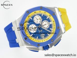 Royal Oak Offshore 44mm SS TKF 1:1 Best Edition Blue/Yellow Dial on Blue/Yellow Rubber Strap A3126 $558.00 - Image 7