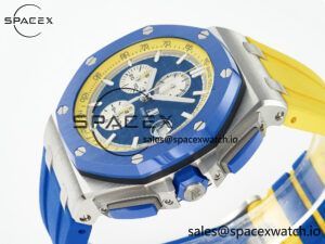 Royal Oak Offshore 44mm SS TKF 1:1 Best Edition Blue/Yellow Dial on Blue/Yellow Rubber Strap A3126 $558.00 - Image 5