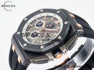 Royal Oak Offshore 44mm Black Ceramic RG TKF 1:1 Best Edition Gray Dial on Black Rubber Strap A3126 - Image 5