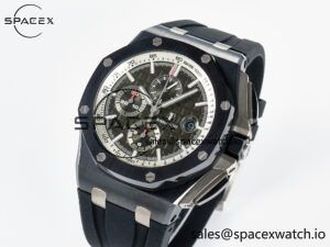 Royal Oak Offshore 44mm Black Ceramic SS TKF 1:1 Best Edition Gray Dial on Black Rubber Strap A3126 - Image 4
