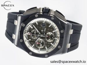 Royal Oak Offshore 44mm Black Ceramic SS TKF 1:1 Best Edition Gray Dial on Black Rubber Strap A3126 - Image 8