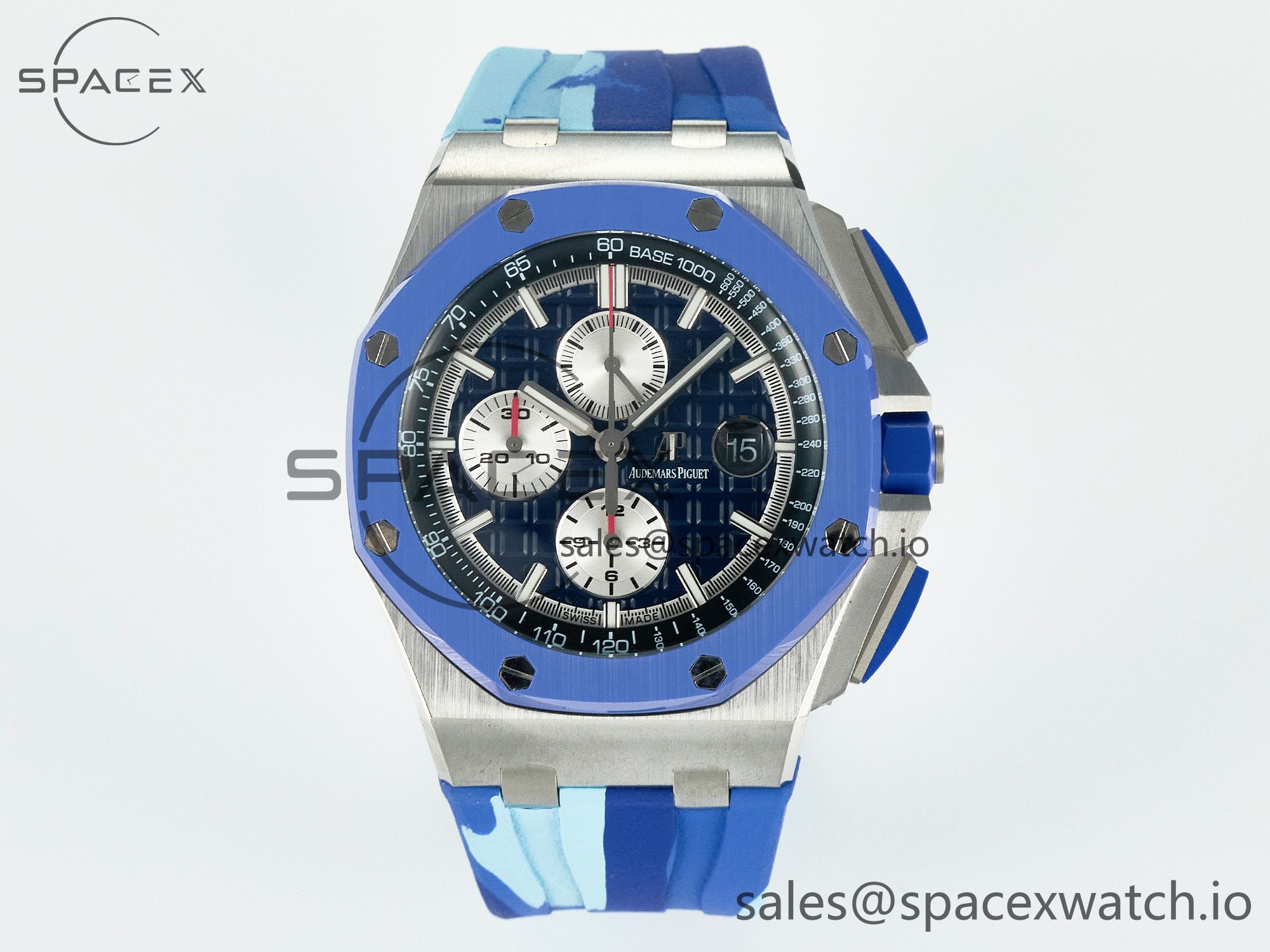 IMG_2962 拷贝 Royal Oak Offshore 44mm SS TKF 1:1 Best Edition Blue Dial on Blue Camou Rubber Strap A3126 - Image 1