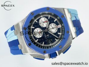 Royal Oak Offshore 44mm SS TKF 1:1 Best Edition Blue Dial on Blue Camou Rubber Strap A3126 - Image 7