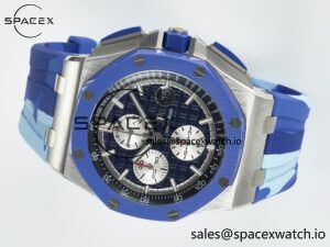 Royal Oak Offshore 44mm SS TKF 1:1 Best Edition Blue Dial on Blue Camou Rubber Strap A3126 - Image 8