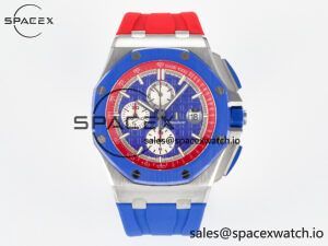 Royal Oak Offshore 44mm SS TKF 1:1 Best Edition Blue/Red Dial on Blue/Red Rubber Strap A3126