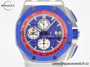 Royal Oak Offshore 44mm SS TKF 1:1 Best Edition Blue/Red Dial on Blue/Red Rubber Strap A3126 - Image 2