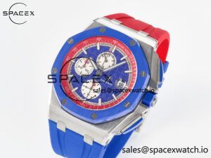 Royal Oak Offshore 44mm SS TKF 1:1 Best Edition Blue/Red Dial on Blue/Red Rubber Strap A3126 - Image 4