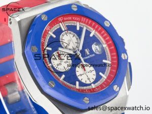 Royal Oak Offshore 44mm SS TKF 1:1 Best Edition Blue/Red Dial on Blue/Red Rubber Strap A3126 - Image 3