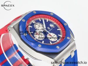 Royal Oak Offshore 44mm SS TKF 1:1 Best Edition Blue/Red Dial on Blue/Red Rubber Strap A3126 - Image 6