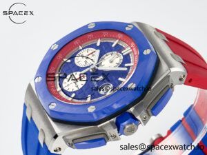 Royal Oak Offshore 44mm SS TKF 1:1 Best Edition Blue/Red Dial on Blue/Red Rubber Strap A3126 - Image 5