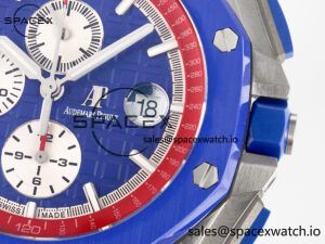 Royal Oak Offshore 44mm SS TKF 1:1 Best Edition Blue/Red Dial on Blue/Red Rubber Strap A3126 - Image 10