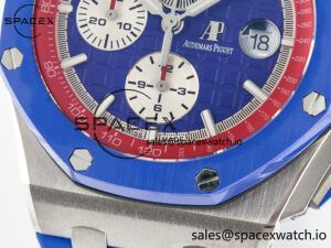 Royal Oak Offshore 44mm SS TKF 1:1 Best Edition Blue/Red Dial on Blue/Red Rubber Strap A3126 - Image 11