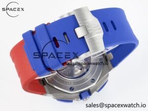 Royal Oak Offshore 44mm SS TKF 1:1 Best Edition Blue/Red Dial on Blue/Red Rubber Strap A3126 - Image 16