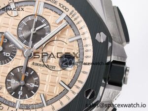 Royal Oak Offshore 44mm SS TKF 1:1 Best Edition Cream Dial on Green Camou Rubber Strap A3126 - Image 10