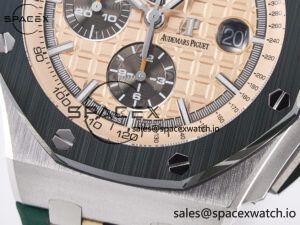 Royal Oak Offshore 44mm SS TKF 1:1 Best Edition Cream Dial on Green Camou Rubber Strap A3126 - Image 12