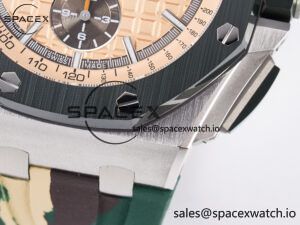Royal Oak Offshore 44mm SS TKF 1:1 Best Edition Cream Dial on Green Camou Rubber Strap A3126 - Image 14