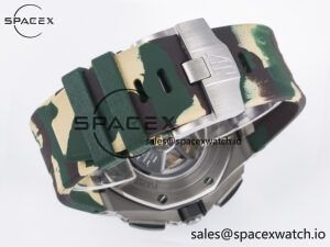 Royal Oak Offshore 44mm SS TKF 1:1 Best Edition Cream Dial on Green Camou Rubber Strap A3126 - Image 17