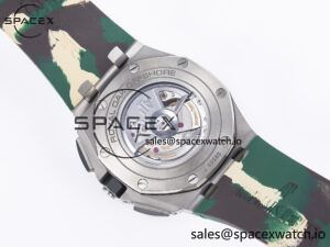 Royal Oak Offshore 44mm SS TKF 1:1 Best Edition Cream Dial on Green Camou Rubber Strap A3126 - Image 18