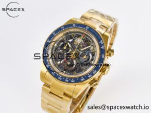 Daytona Artisans Skeleton YG ADGF Best Edition Blue Ceramic Bezel Skeleton Dial on YG Oyster Bracelet SA4130 - Image 4