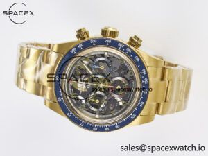 Daytona Artisans Skeleton YG ADGF Best Edition Blue Ceramic Bezel Skeleton Dial on YG Oyster Bracelet SA4130 - Image 8