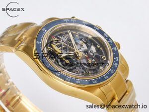 Daytona Artisans Skeleton YG ADGF Best Edition Blue Ceramic Bezel Skeleton Dial on YG Oyster Bracelet SA4130 - Image 6