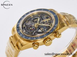 Daytona Artisans Skeleton YG ADGF Best Edition Blue Ceramic Bezel Skeleton Dial on YG Oyster Bracelet SA4130 - Image 5
