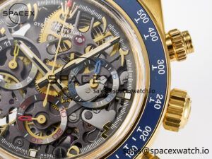 Daytona Artisans Skeleton YG ADGF Best Edition Blue Ceramic Bezel Skeleton Dial on YG Oyster Bracelet SA4130 - Image 10