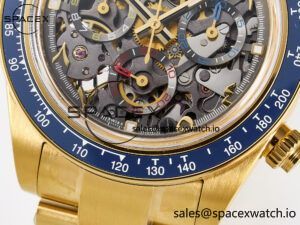 Daytona Artisans Skeleton YG ADGF Best Edition Blue Ceramic Bezel Skeleton Dial on YG Oyster Bracelet SA4130 - Image 11