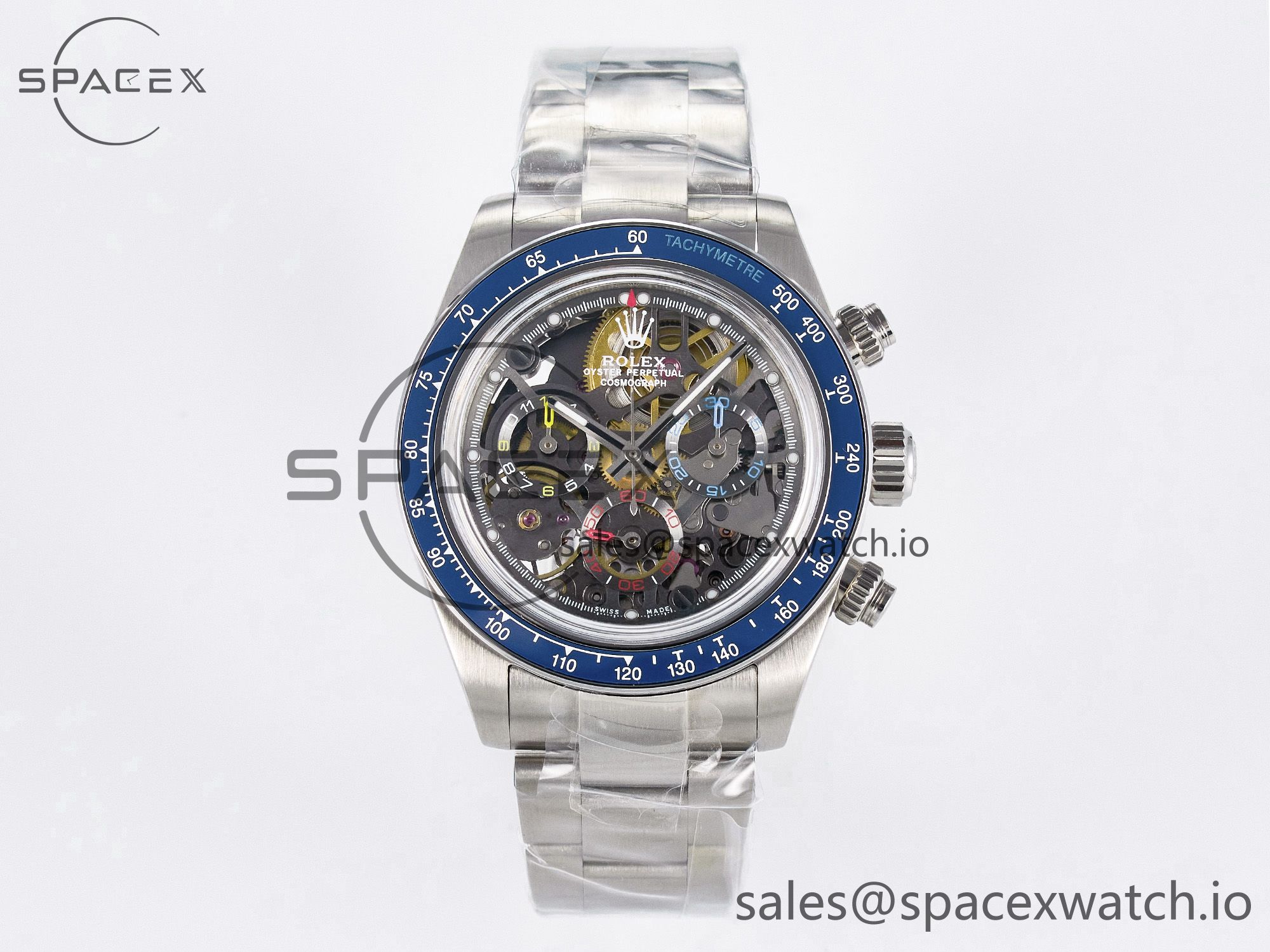 IMG_3450 拷贝 Daytona Artisans Skeleton SS ADGF Best Edition Blue Ceramic Bezel Skeleton Dial on SS Oyster Bracelet SA4130 - Image 1