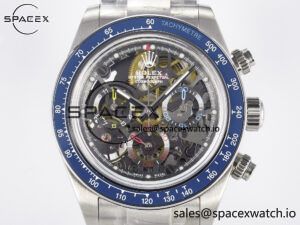 Daytona Artisans Skeleton SS ADGF Best Edition Blue Ceramic Bezel Skeleton Dial on SS Oyster Bracelet SA4130 - Image 2