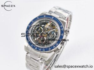 Daytona Artisans Skeleton SS ADGF Best Edition Blue Ceramic Bezel Skeleton Dial on SS Oyster Bracelet SA4130 - Image 4