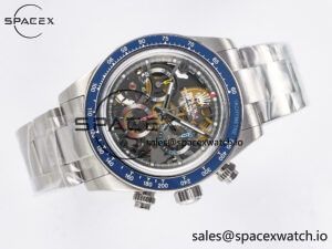 Daytona Artisans Skeleton SS ADGF Best Edition Blue Ceramic Bezel Skeleton Dial on SS Oyster Bracelet SA4130 - Image 7