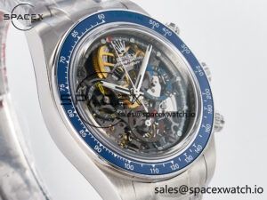 Daytona Artisans Skeleton SS ADGF Best Edition Blue Ceramic Bezel Skeleton Dial on SS Oyster Bracelet SA4130 - Image 3