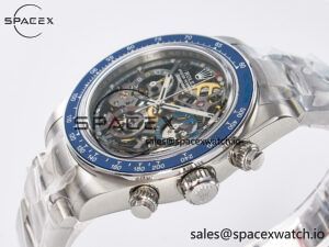 Daytona Artisans Skeleton SS ADGF Best Edition Blue Ceramic Bezel Skeleton Dial on SS Oyster Bracelet SA4130 - Image 5